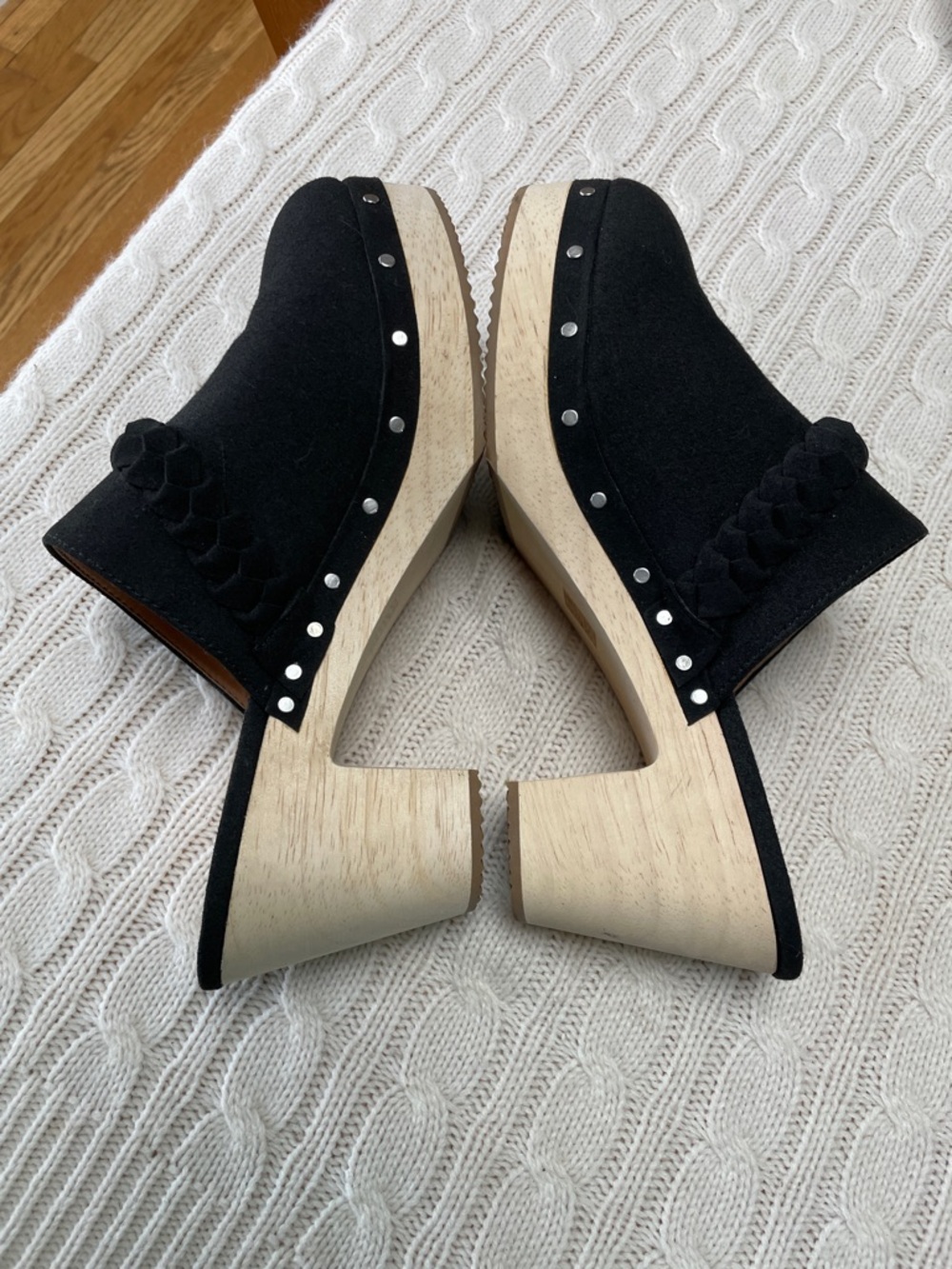 NWOT J. Crew sz 9 Black Braided-Trim Slip-On Mule Clogs